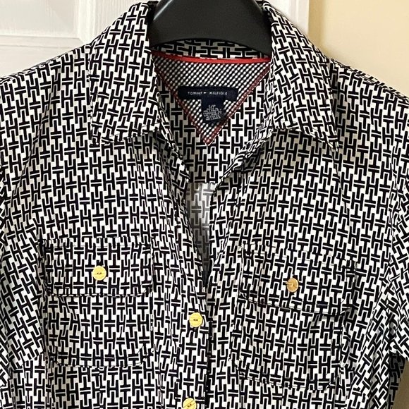 Tommy Hilfiger Black & White TH Logo Shirt Dress - Picture 2 of 15